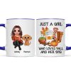 Just A Girl Who Loves Fall And Her Dogs Doll Woman Watercolor Cute Dogs Personalized Mug