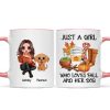 Just A Girl Who Loves Fall And Her Dogs Doll Woman Watercolor Cute Dogs Personalized Mug