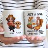 Just A Girl Who Loves Fall And Her Dogs Doll Woman Watercolor Cute Dogs Personalized Mug