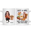 Just A Girl Who Loves Fall And Her Dogs Doll Woman Watercolor Cute Dogs Personalized Mug
