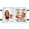 Just A Girl Who Loves Fall And Her Dogs Doll Woman Watercolor Cute Dogs Personalized Mug