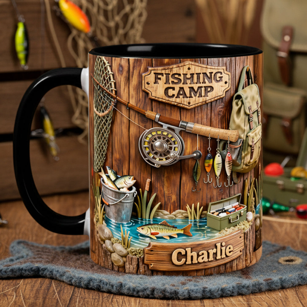 Just Loves Fishing - Personalized Accent Mug - Gift For Fishing Lovers HH01 Just Loves Fishing - Personalized Accent Mug - Gift For Fishing Lovers HH01