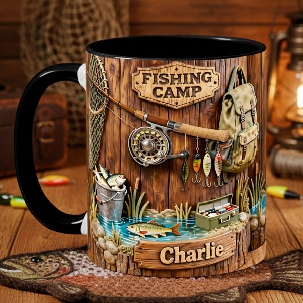 Just Loves Fishing - Personalized Accent Mug - Gift For Fishing Lovers HH01 Just Loves Fishing - Personalized Accent Mug - Gift For Fishing Lovers HH01