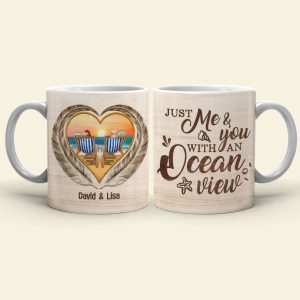 Just Me & You With An Ocean View Personalized Beach Couple Mug, Gift For Couple
