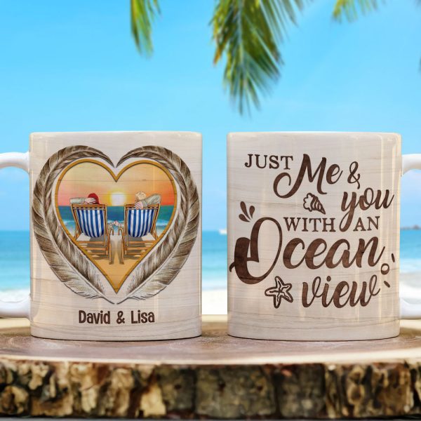 Just Me & You With An Ocean View Personalized Beach Couple Mug, Gift For Couple