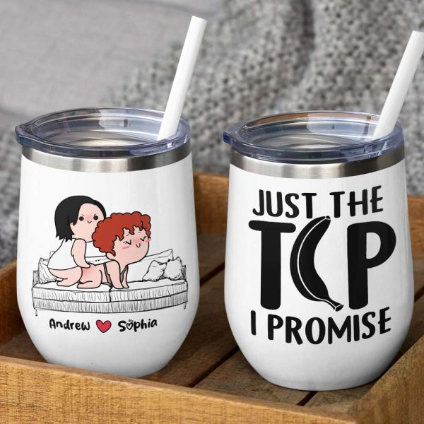 Just The Tip I Promise, Personalized Naughty Couple Mug Wine Tumbler Accent Mug, Gift For Couple