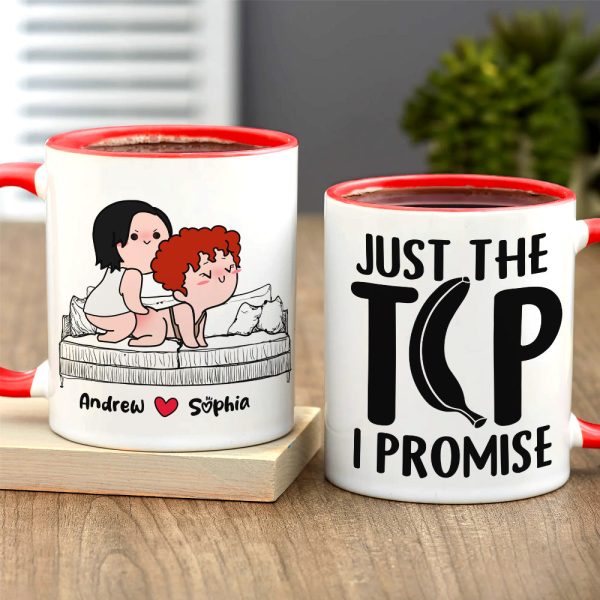 Just The Tip I Promise, Personalized Naughty Couple Mug Wine Tumbler Accent Mug, Gift For Couple