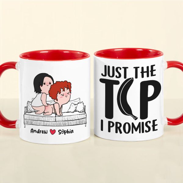 Just The Tip I Promise, Personalized Naughty Couple Mug Wine Tumbler Accent Mug, Gift For Couple
