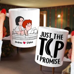 Just The Tip I Promise, Personalized Naughty Couple Mug Wine Tumbler Accent Mug, Gift For Couple