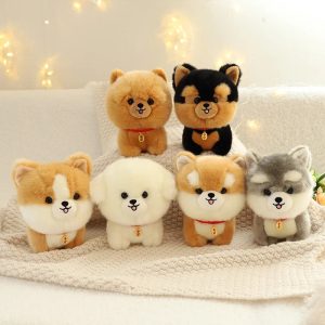 Kawaii Fluffy Puppy Plush Toy - Adorable Small Chow, Corgi & Yorkie Dolls