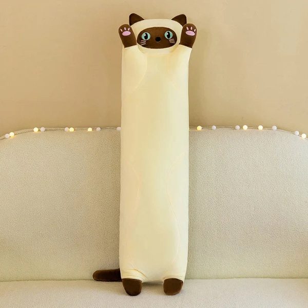 Kawaii Long Cat Plush Doll - Soft Stuffed Animal Pillow for Home Decor