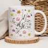 Kids Holding Mom Grandma Hand Birth Month Flowers Background Personalized Mug
