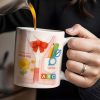 Kindergarten Teacher, Flower, Pencil, Scissors, Shirt with Tie - Personalized Custom Coffee Mug - TEACH004_MG