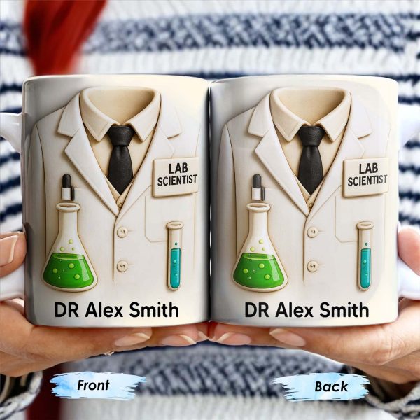 Lab Scientist, Lab Coat and Test Tubes - Personalized Custom Coffee Mug - DOC003_MG