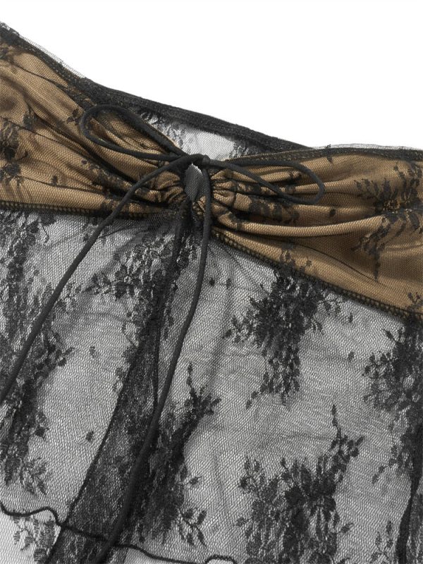 Lace Strapless Tie-Up Top and Mini Skirt Set Lace Strapless Tie-Up Top and Mini Skirt Set