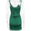 Lace Trim Satin Slip Mini Dress With Corset Lace Trim Satin Slip Mini Dress With Corset