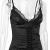 Lace Trim Satin Slip Mini Dress With Corset Lace Trim Satin Slip Mini Dress With Corset