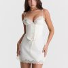 Lace Trim Satin Slip Mini Dress With Corset Lace Trim Satin Slip Mini Dress With Corset