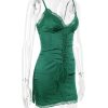 Lace Trim Satin Slip Mini Dress With Corset Lace Trim Satin Slip Mini Dress With Corset