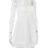 Lace Trim Square Neck Frill Mini Dress Lace Trim Square Neck Frill Mini Dress