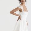Lace Trim Square Neck Frill Mini Dress Lace Trim Square Neck Frill Mini Dress