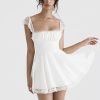 Lace Trim Square Neck Frill Mini Dress Lace Trim Square Neck Frill Mini Dress