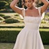 Lace Trim Square Neck Frill Mini Dress Lace Trim Square Neck Frill Mini Dress