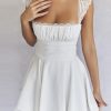 Lace Trim Square Neck Frill Mini Dress Lace Trim Square Neck Frill Mini Dress