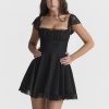 Lace Trim Square Neck Frill Mini Dress Lace Trim Square Neck Frill Mini Dress