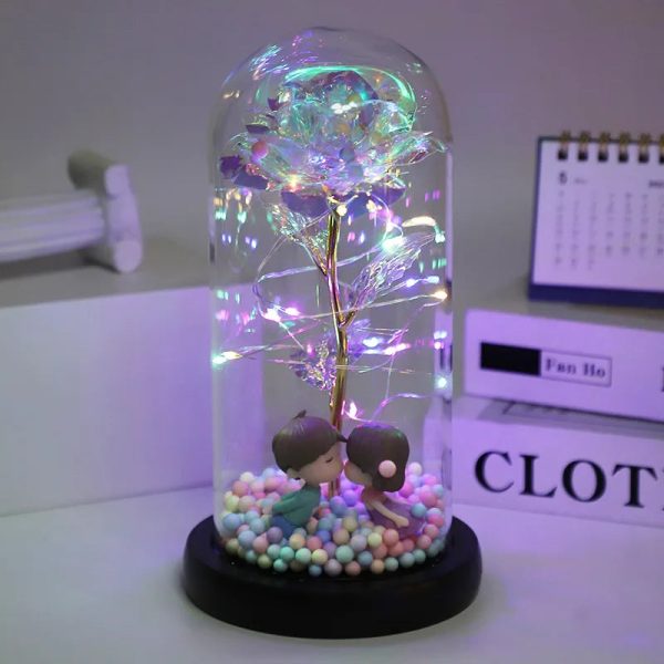 LED Enchanted Galaxy Rose in Glass Dome with Fairy Lights for Valentine’s Day and Christmas