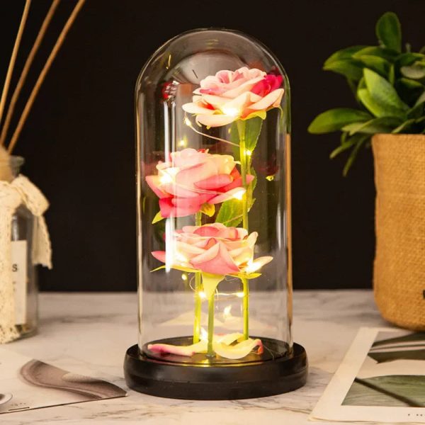 LED Galaxy Three Rose Glass Dome Ornament LED Galaxy Three Rose Glass Dome Ornament