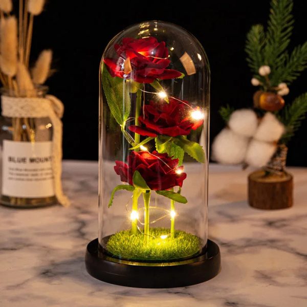 LED Galaxy Three Rose Glass Dome Ornament LED Galaxy Three Rose Glass Dome Ornament