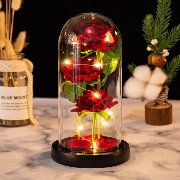 LED Galaxy Three Rose Glass Dome Ornament LED Galaxy Three Rose Glass Dome Ornament