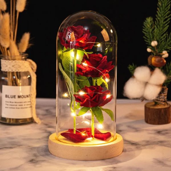 LED Galaxy Three Rose Glass Dome Ornament LED Galaxy Three Rose Glass Dome Ornament