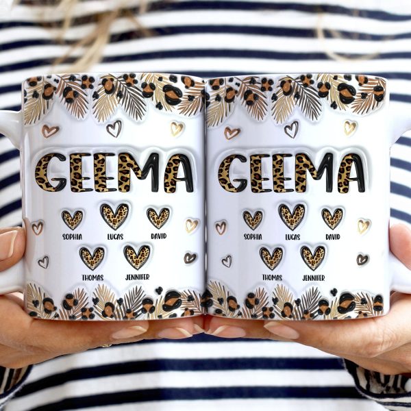 Leopard Nana Title - Birthday, Loving Gift For Mom, Mother, Mama, Grandma, Grandmother - 3D Inflated Effect Printed Mug, Personalized White Edge-to-Edge Mug