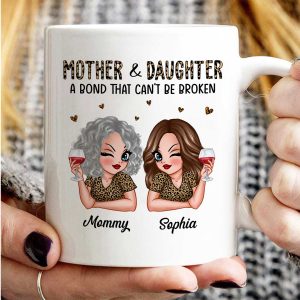 Leopard Pattern Mother Daughter Bond That Can't Be Broken Personalized Mug, Gift For Daughter