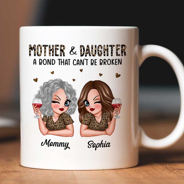 Leopard Pattern Mother Daughter Bond That Can't Be Broken Personalized Mug, Gift For Daughter