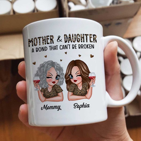 Leopard Pattern Mother Daughter Bond That Can't Be Broken Personalized Mug, Gift For Daughter