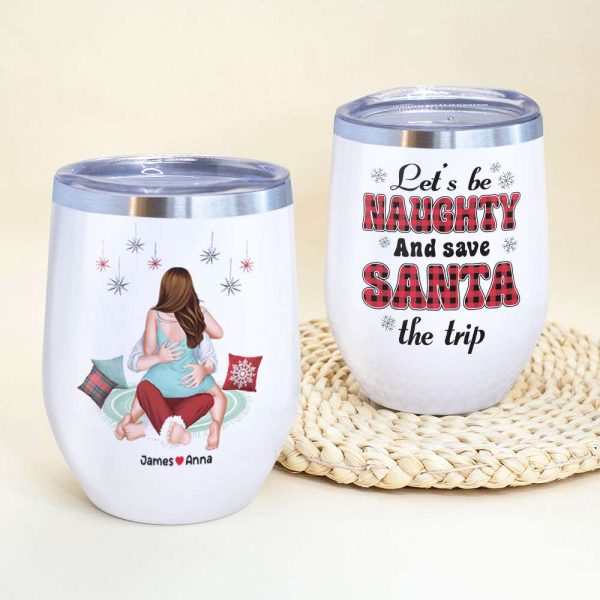 Let's Be Naughty And Safe Santa The Trip, Couple Gift, Personalized Mug, Funny Couple Coffee Mug, Christmas Gift