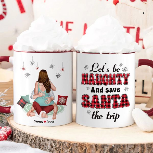 Let's Be Naughty And Safe Santa The Trip, Couple Gift, Personalized Mug, Funny Couple Coffee Mug, Christmas Gift