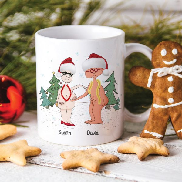 Let's Be Naughty And Save Santa The Trip, Couple Gift, Personalized Mug, Funny Old Couple Mug, Christmas Gift