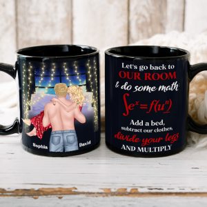 Let's Go Back To Our Room & Do Some Math, Personalized Couple Black Mug