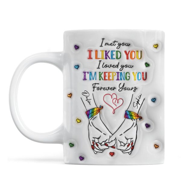 LGBT Couple Hands Pinky Promise Personalized 3D Inflated Effect Printed Mug