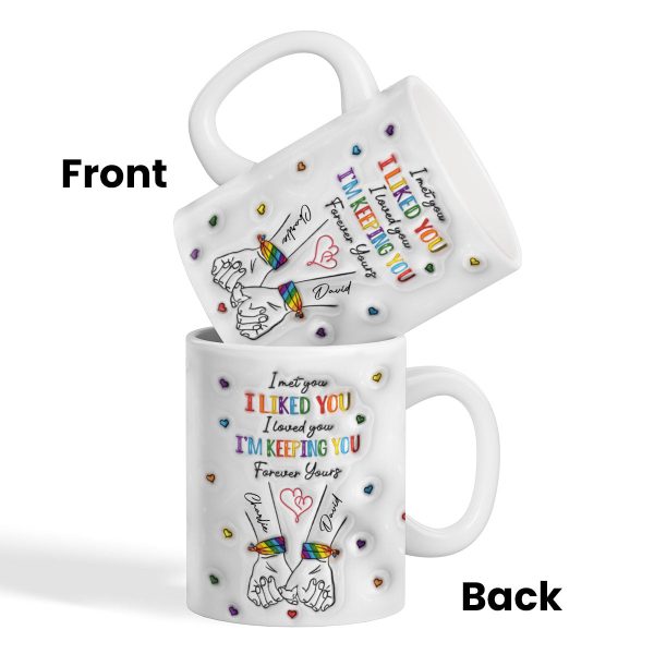LGBT Couple Hands Pinky Promise Personalized 3D Inflated Effect Printed Mug