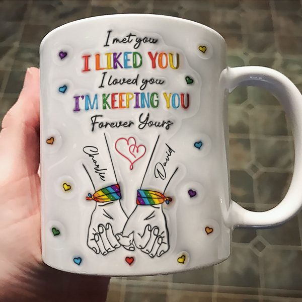 LGBT Couple Hands Pinky Promise Personalized 3D Inflated Effect Printed Mug