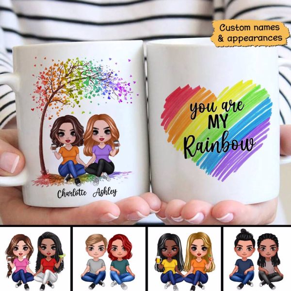 LGBT Doll Couple Sitting Under Tree Personalized Mug LGBT Doll Couple Sitting Under Tree Personalized Mug