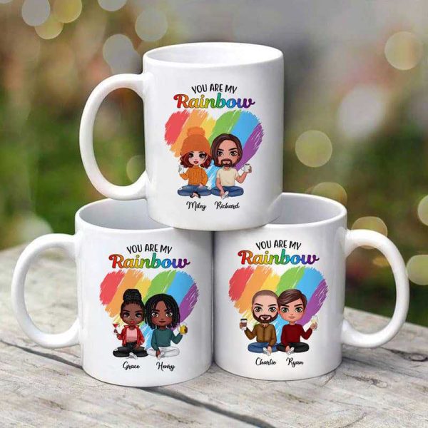 LGBT Doll Couple Sitting You Are My Rainbow Gift Personalized Mug LGBT Doll Couple Sitting You Are My Rainbow Gift Personalized Mug