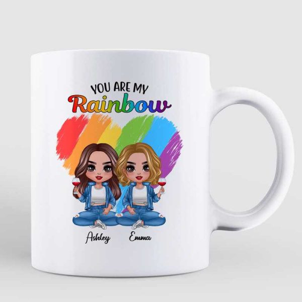 LGBT Doll Couple Sitting You Are My Rainbow Gift Personalized Mug LGBT Doll Couple Sitting You Are My Rainbow Gift Personalized Mug