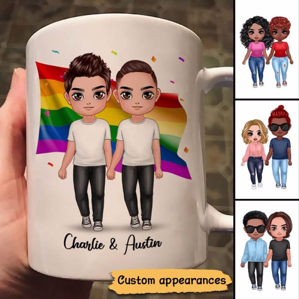 LGBT Doll Couple Standing Personalized Mug LGBT Doll Couple Standing Personalized Mug
