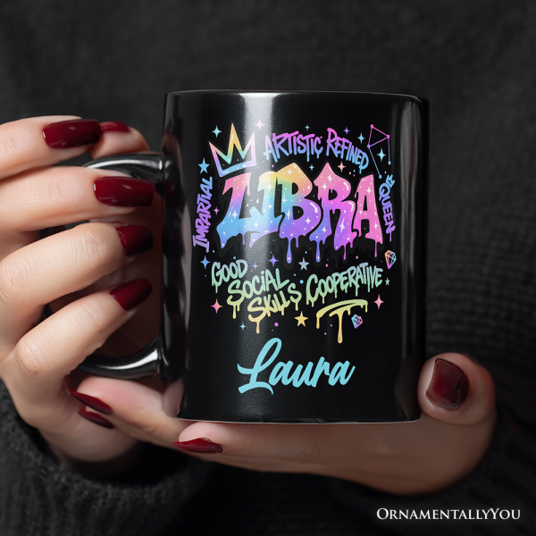 Libra Graffiti Zodiac Personalized Mug, Street Style Astrology Horoscope Gift with Custom Name Libra Graffiti Zodiac Personalized Mug, Street Style Astrology Horoscope Gift with Custom Name